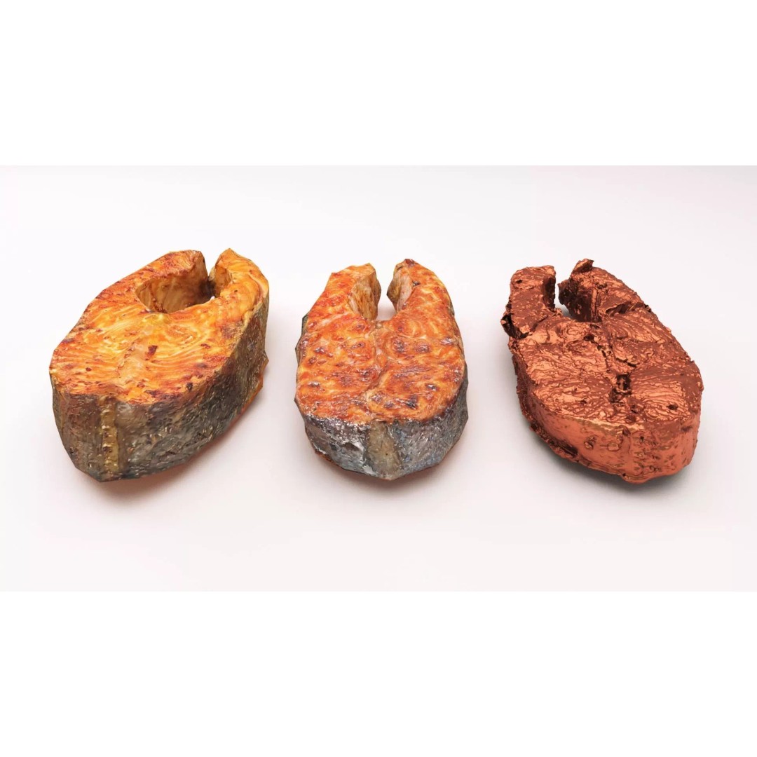 Salmon and Trout Steaks 3D Model – Low Poly PBR Game Asset, FBX - View 3
