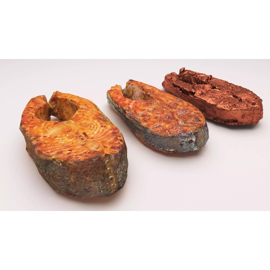 Salmon and Trout Steaks 3D Model – Low Poly PBR Game Asset, FBX - View 7
