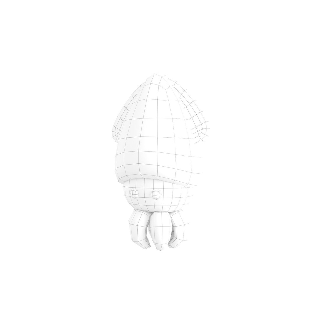 Squid 3D Model – Cute Character with PBR Textures, FBX & OBJ - View 12
