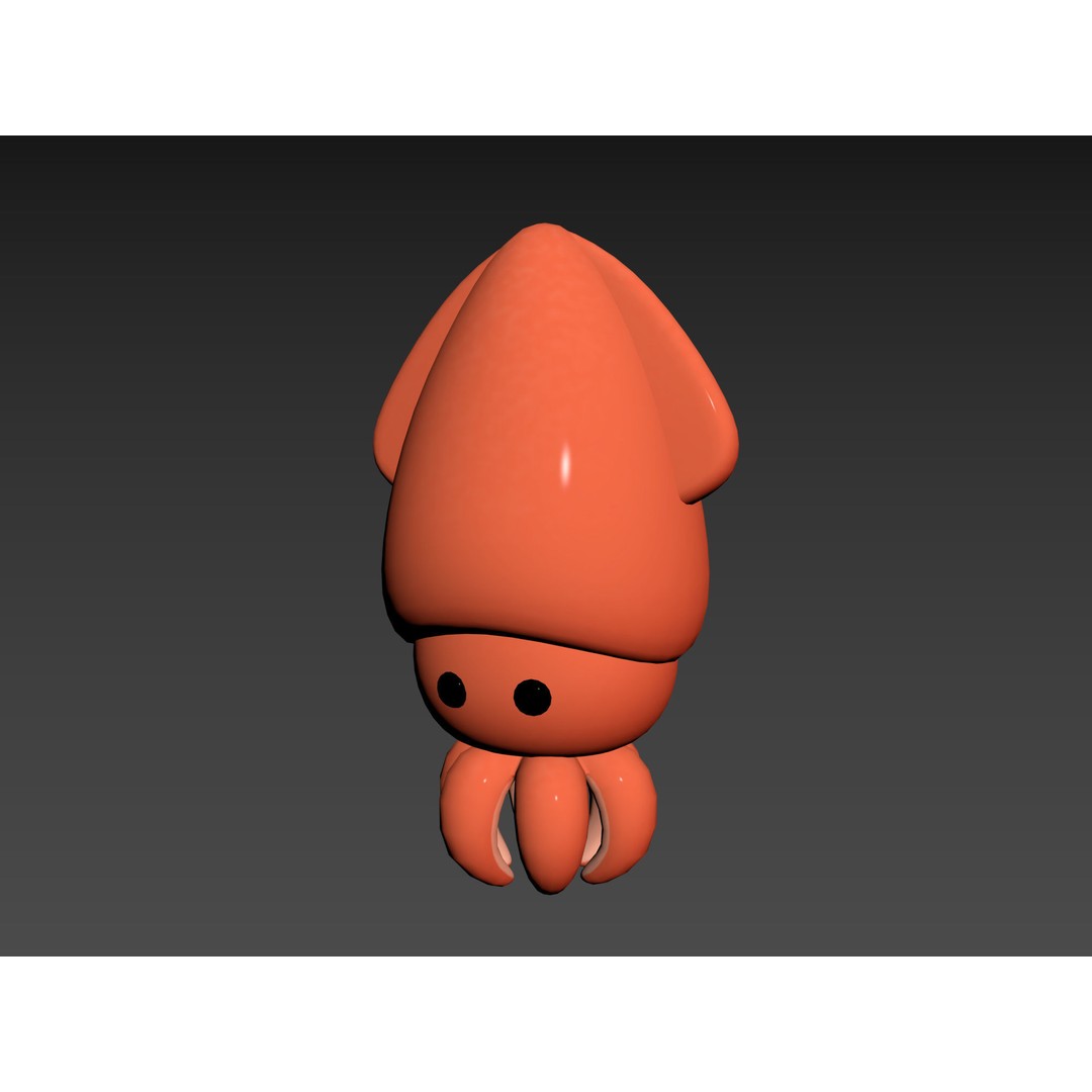 Squid 3D Model – Cute Character with PBR Textures, FBX & OBJ - View 13