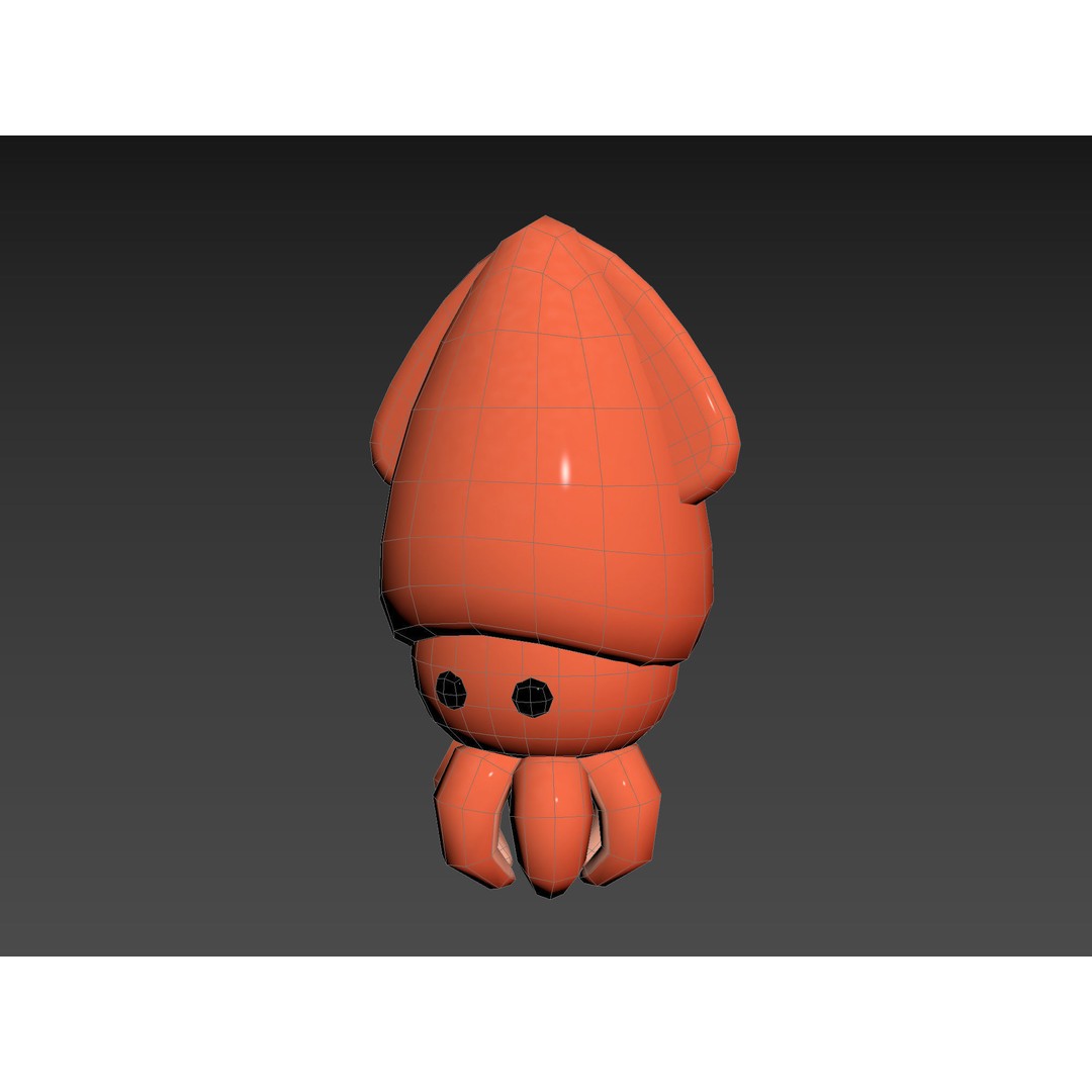 Squid 3D Model – Cute Character with PBR Textures, FBX & OBJ - View 14