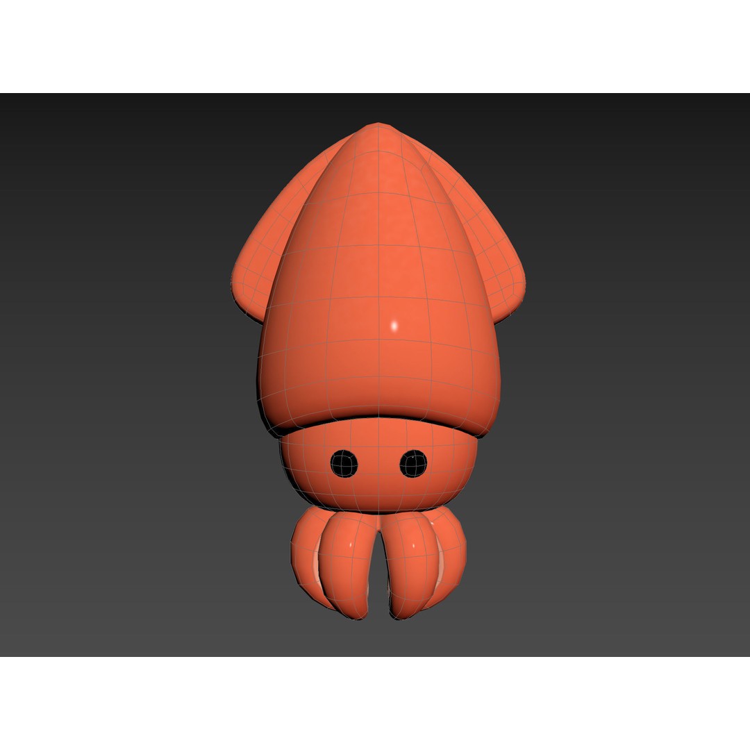 Squid 3D Model – Cute Character with PBR Textures, FBX & OBJ - View 16