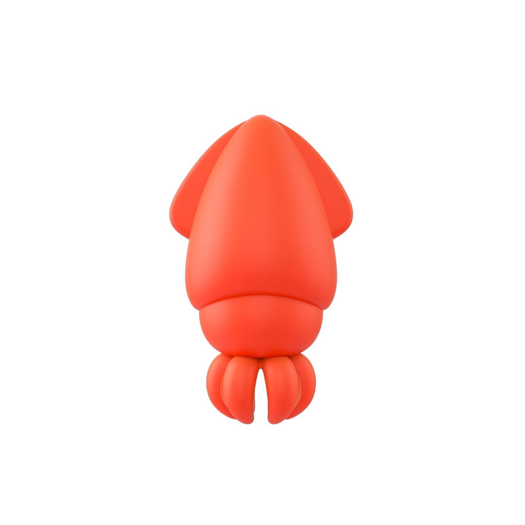 Squid 3D Model – Cute Character with PBR Textures, FBX & OBJ - View 7