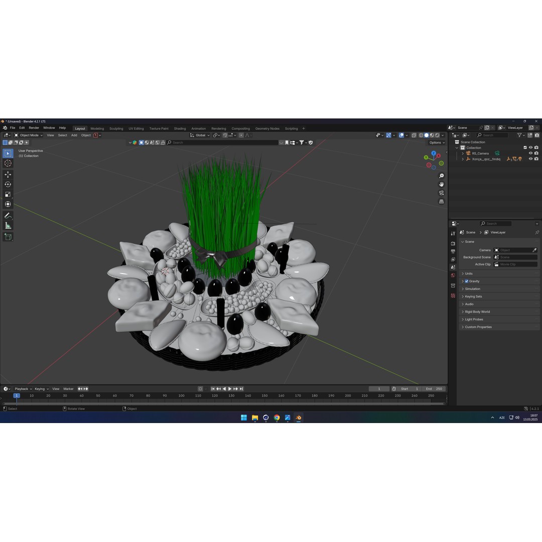 Realistic Novruz Khoncha 3D Model – Traditional Table with Festive Foods