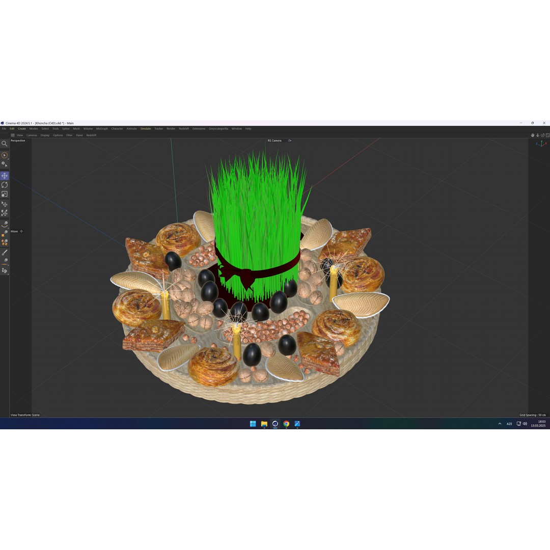 Realistic Novruz Khoncha 3D Model – Traditional Table with Festive Foods - View 5
