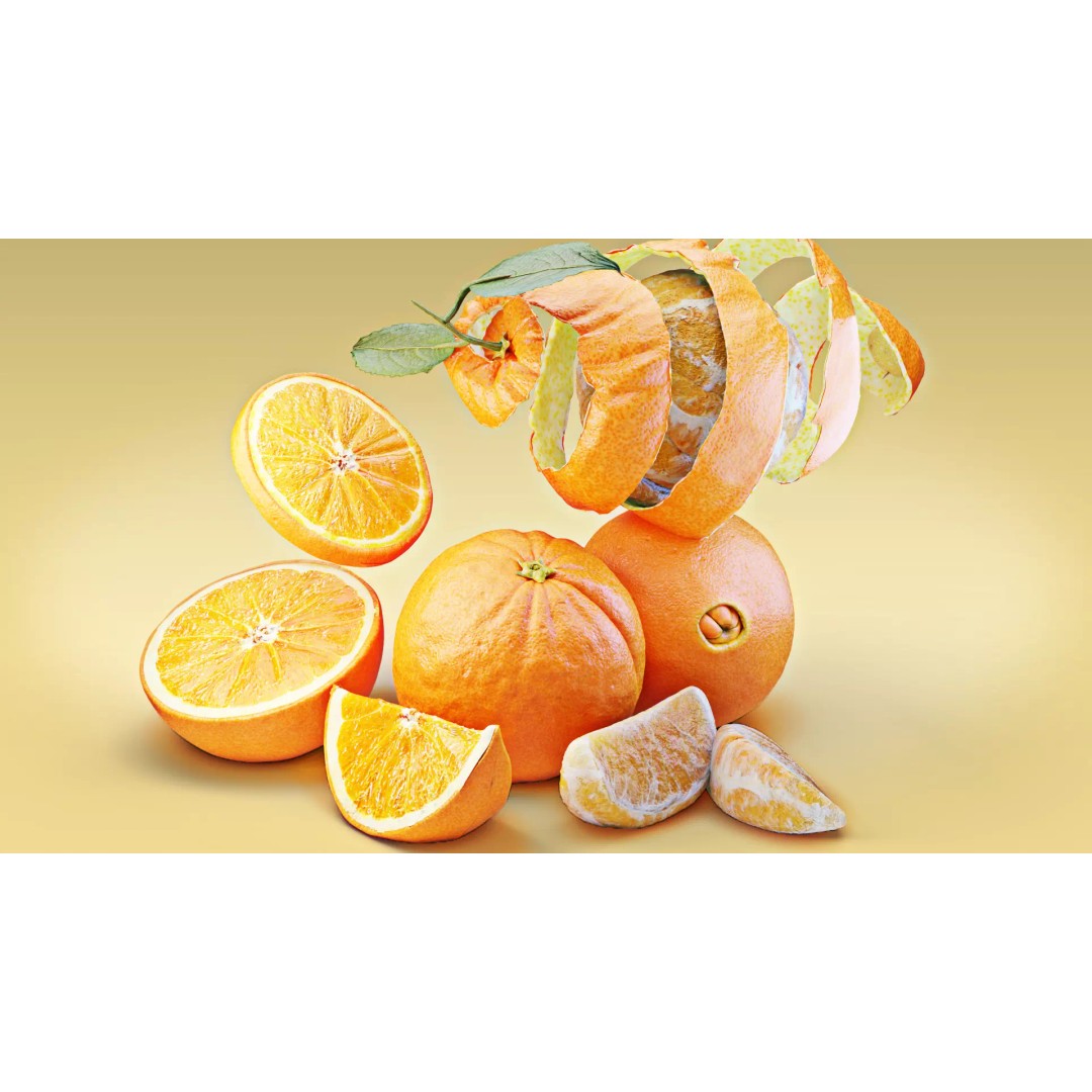 Realistic Orange 3D Model – Animated, PBR Textured, Blender, FBX - View 3