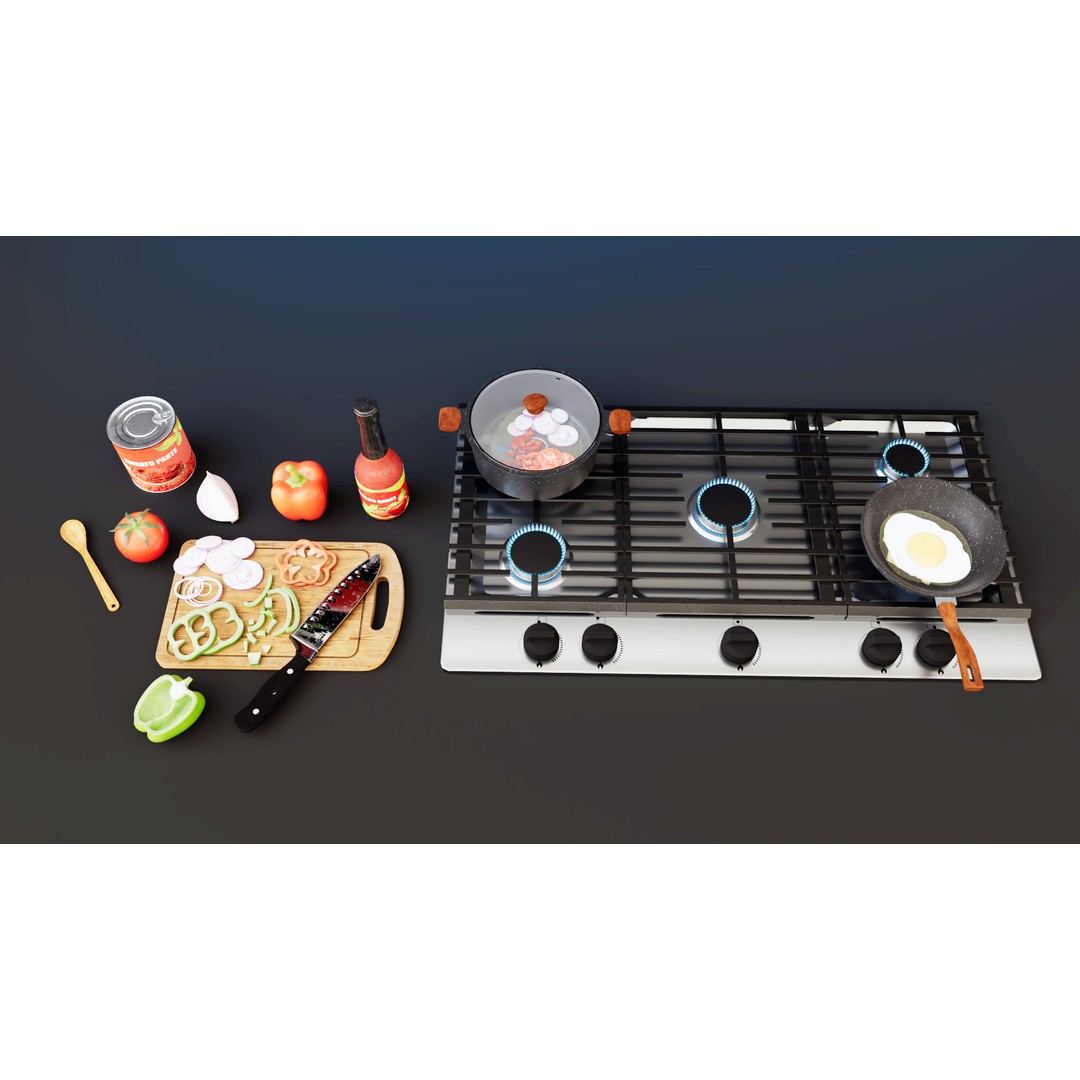 Gas Stove 3D Model – Low Poly PBR Asset, FBX Format - View 10