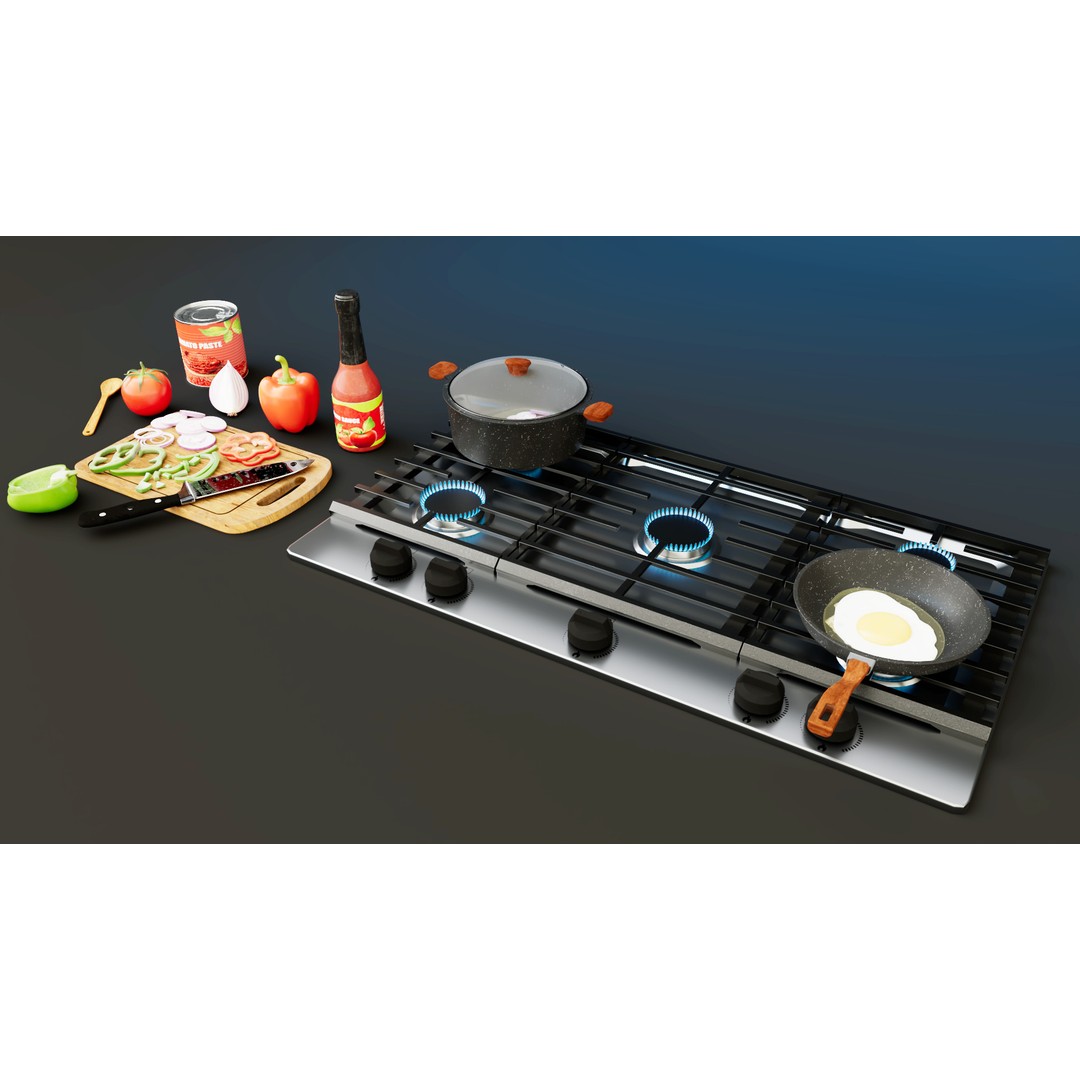 Gas Stove 3D Model – Low Poly PBR Asset, FBX Format - View 4