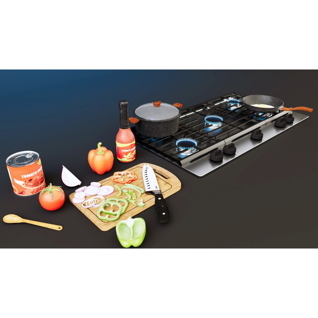 Gas Stove 3D Model – Low Poly PBR Asset, FBX Format - View 5