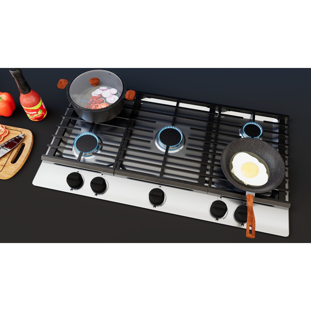 Gas Stove 3D Model – Low Poly PBR Asset, FBX Format - View 6