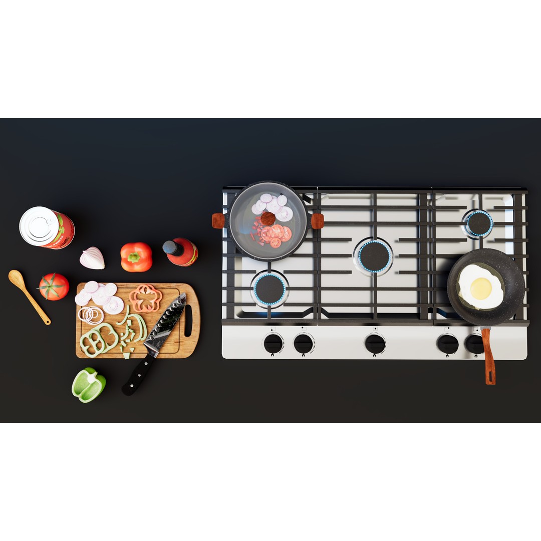 Gas Stove 3D Model – Low Poly PBR Asset, FBX Format - View 7
