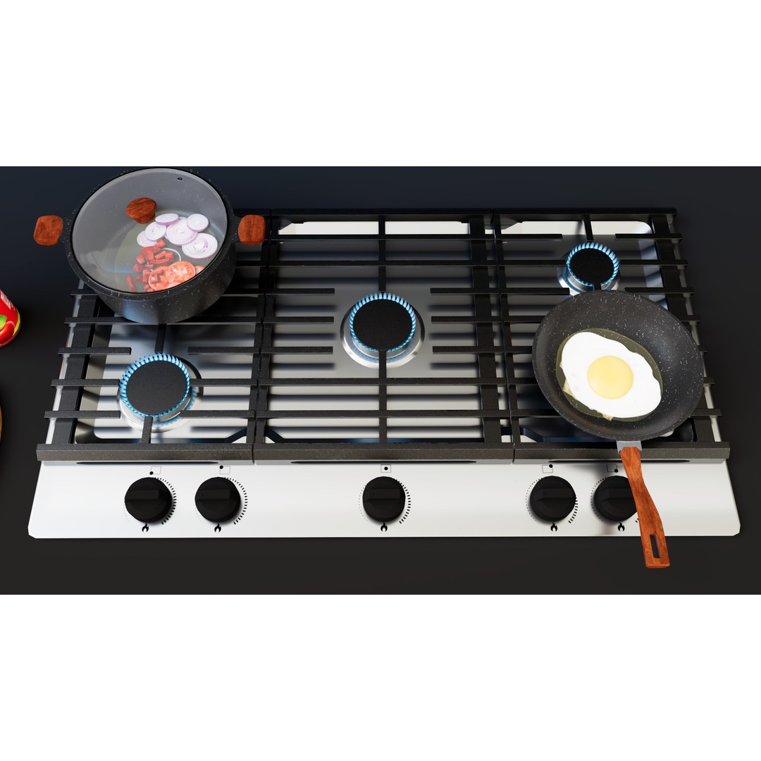 Gas Stove 3D Model – Low Poly PBR Asset, FBX Format - View 9