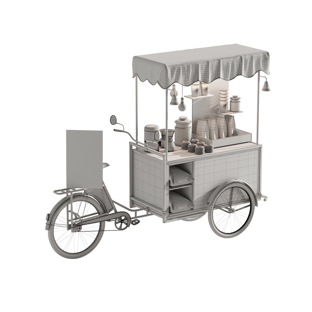 Coffee Bike 3D Model – Realistic Mobile Cart with PBR Textures - View 12