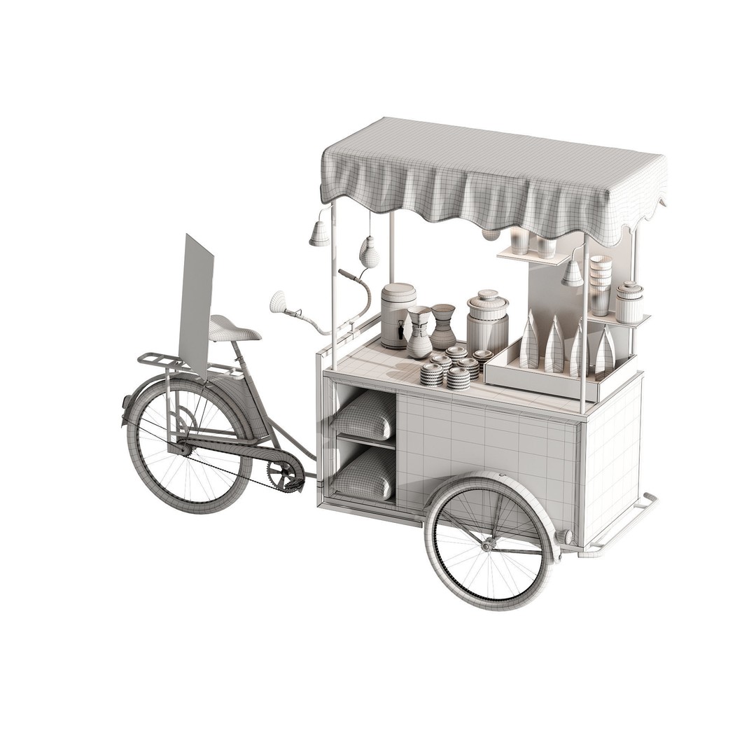 Coffee Bike 3D Model – Realistic Mobile Cart with PBR Textures - View 13