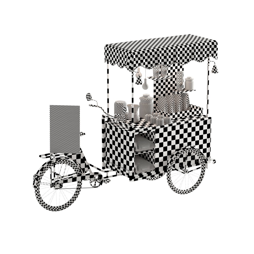 Coffee Bike 3D Model – Realistic Mobile Cart with PBR Textures - View 15
