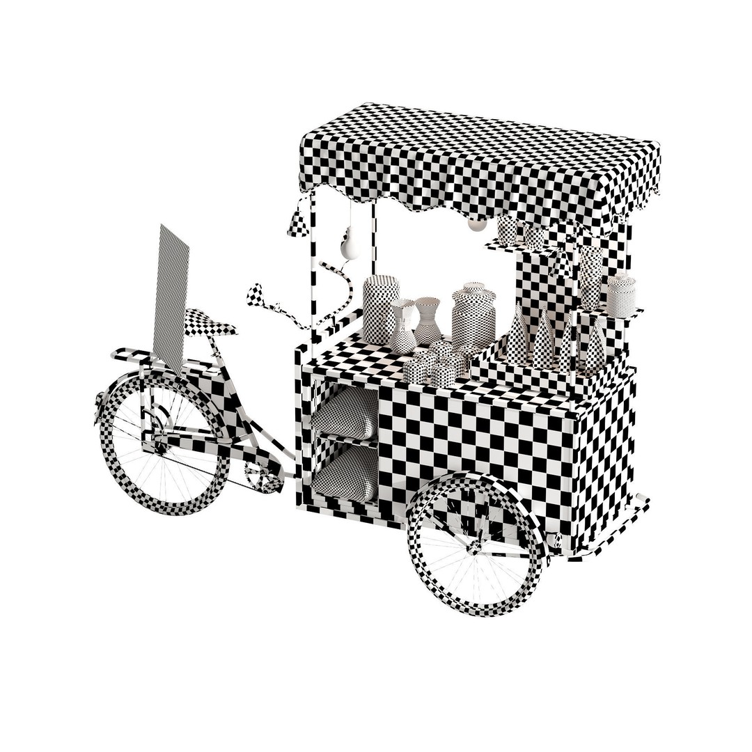 Coffee Bike 3D Model – Realistic Mobile Cart with PBR Textures - View 16