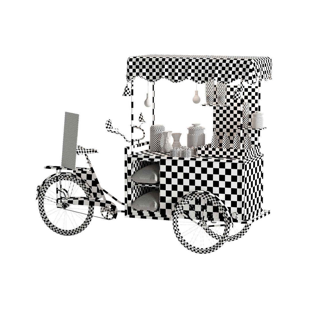 Coffee Bike 3D Model – Realistic Mobile Cart with PBR Textures - View 17