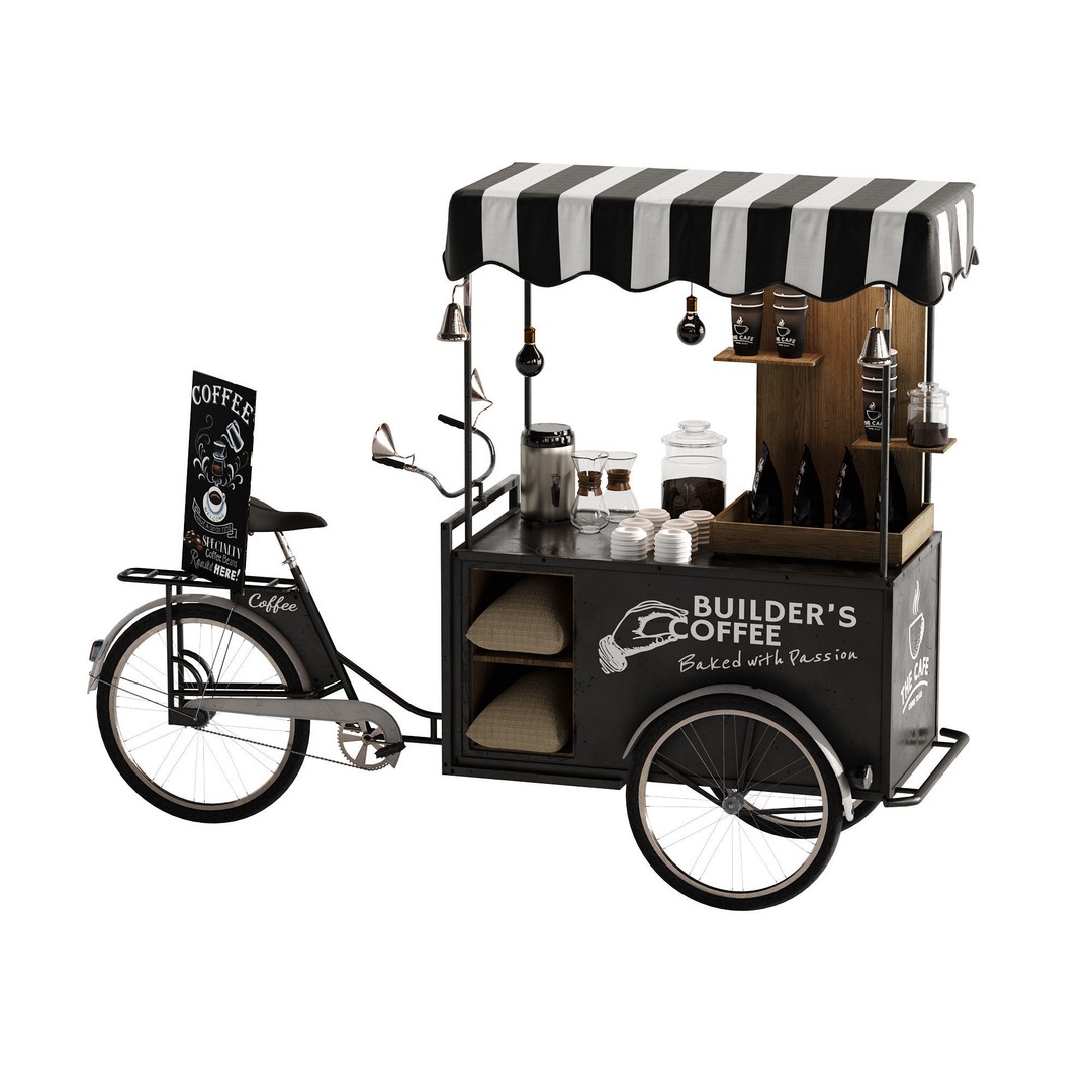 Coffee Bike 3D Model – Realistic Mobile Cart with PBR Textures - View 18