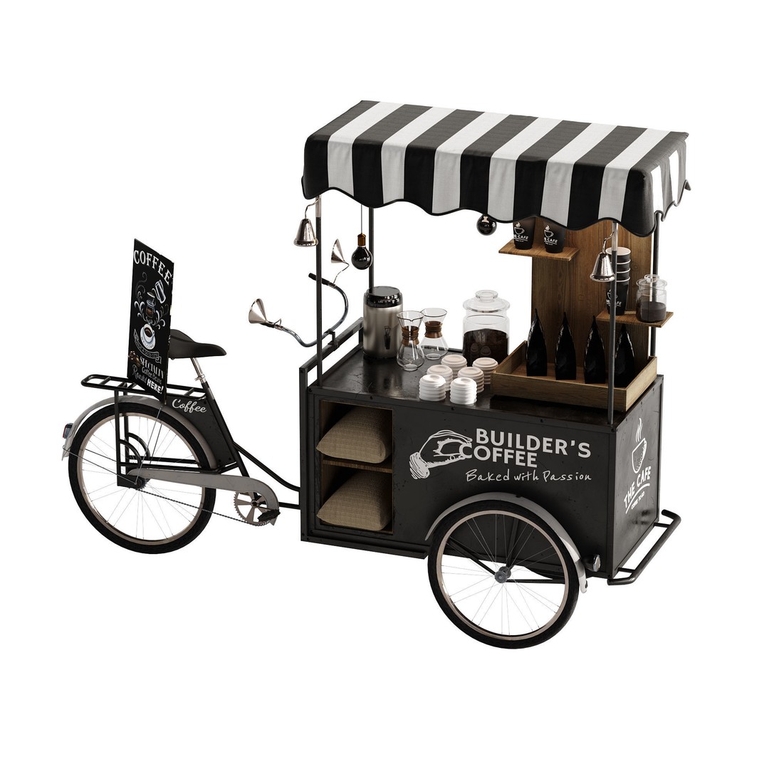 Coffee Bike 3D Model – Realistic Mobile Cart with PBR Textures - View 19
