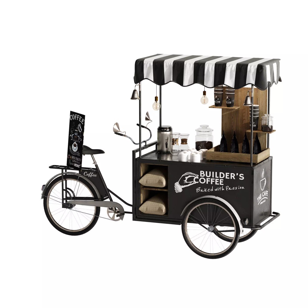 Coffee Bike 3D Model – Realistic Mobile Cart with PBR Textures - View 2