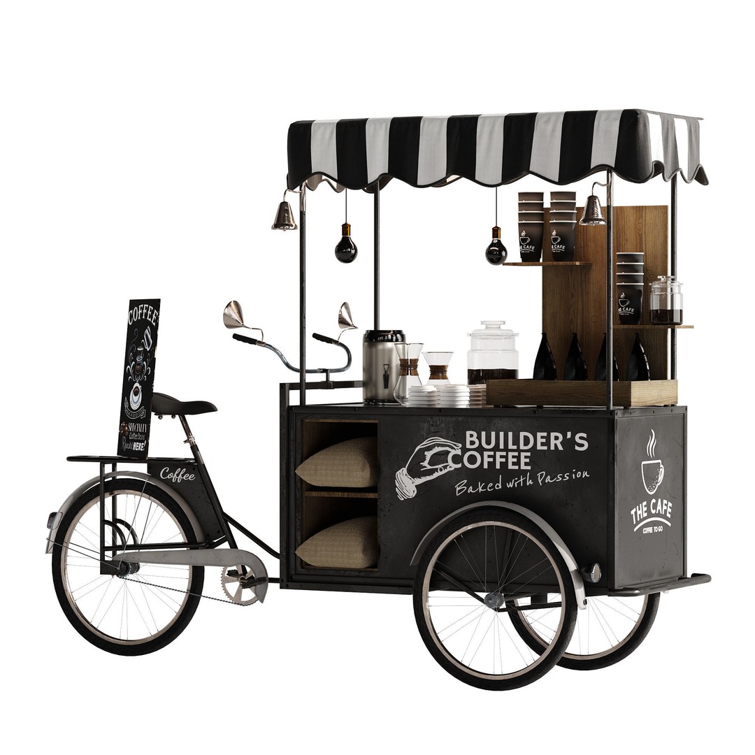 Coffee Bike 3D Model – Realistic Mobile Cart with PBR Textures - View 20