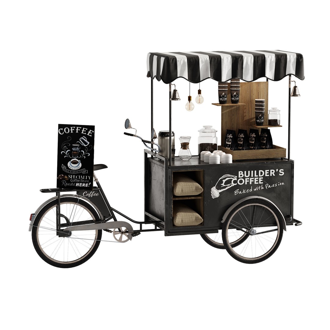 Coffee Bike 3D Model – Realistic Mobile Cart with PBR Textures - View 21