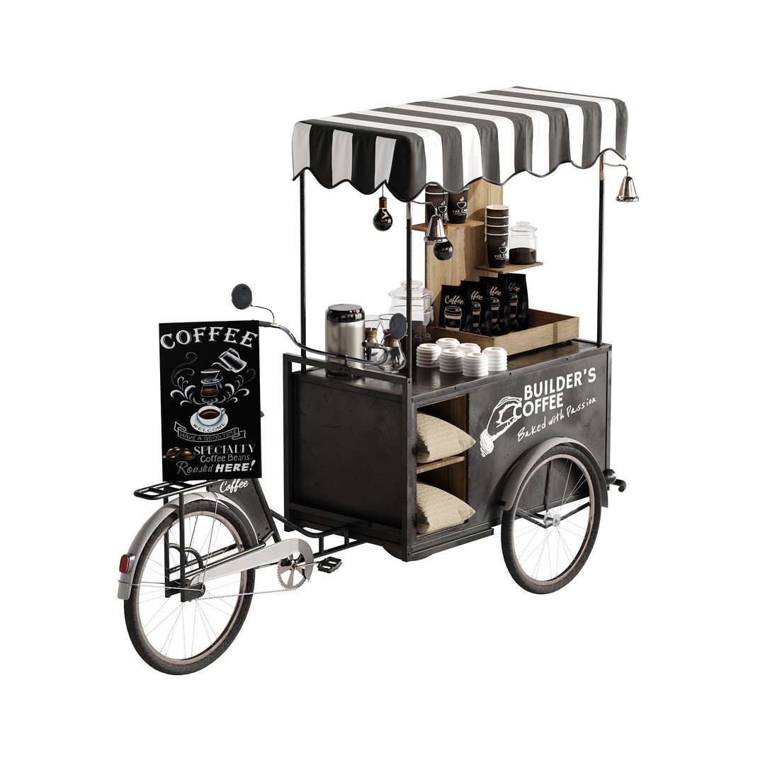 Coffee Bike 3D Model – Realistic Mobile Cart with PBR Textures - View 7