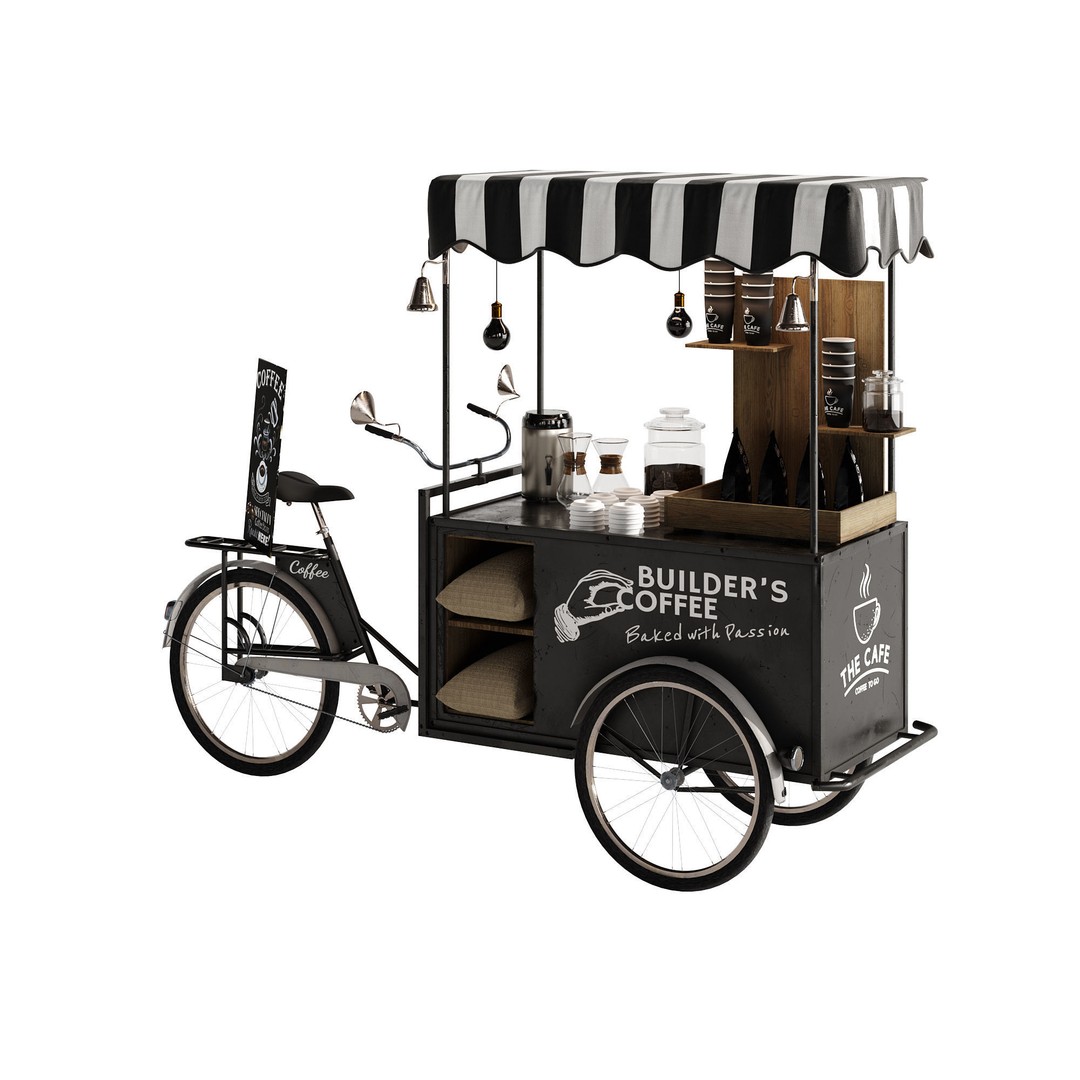 Coffee Bike 3D Model – Realistic Mobile Cart with PBR Textures - View 8