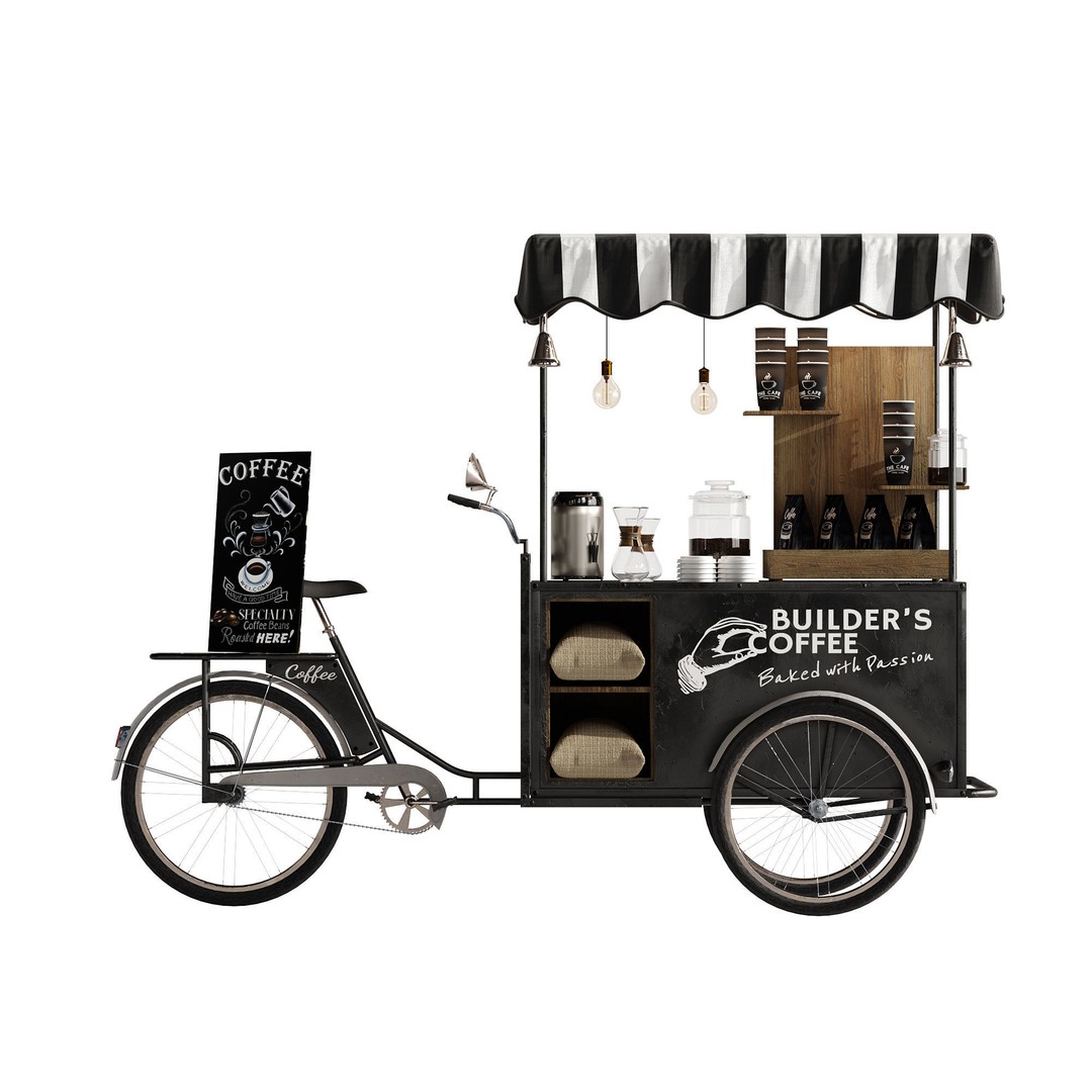 Coffee Bike 3D Model – Realistic Mobile Cart with PBR Textures - View 9