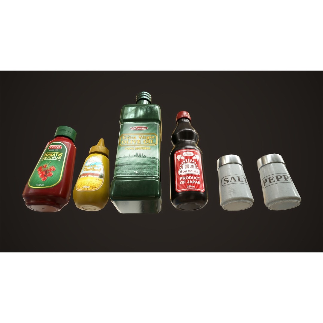 Grocery Set 3D Model – Low Poly Kitchen Essentials, FBX, OBJ - View 10