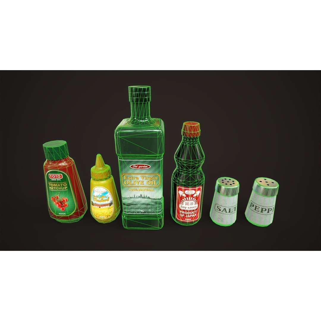 Grocery Set 3D Model – Low Poly Kitchen Essentials, FBX, OBJ - View 4
