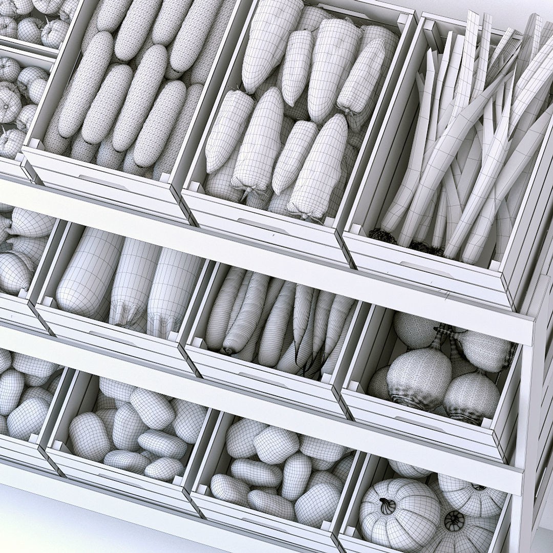 Vegetable Stand 3D Model – High Poly Game Asset, FBX, OBJ
