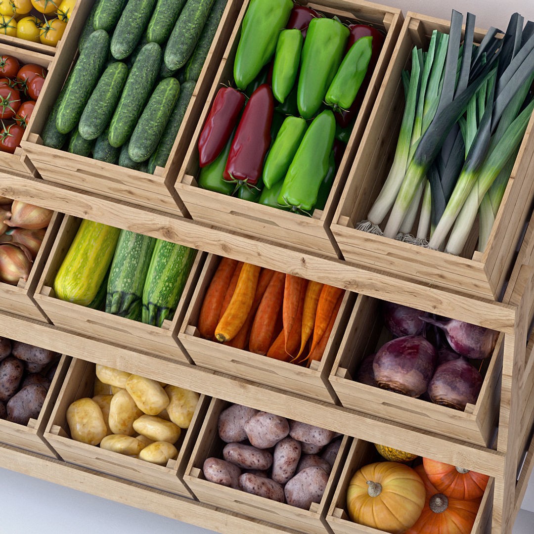Vegetable Stand 3D Model – High Poly Game Asset, FBX, OBJ - View 5