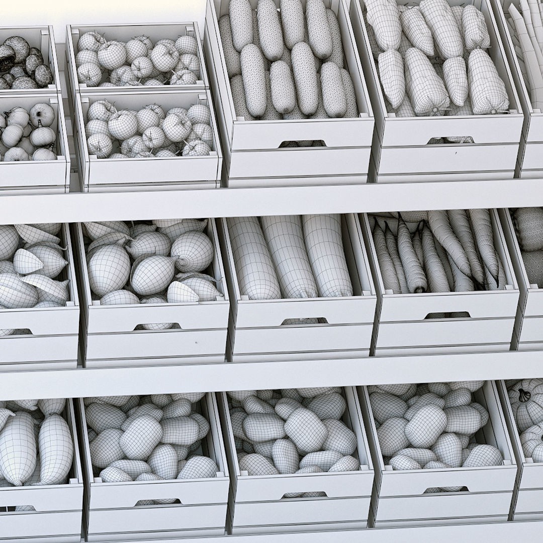 Vegetable Stand 3D Model – High Poly Game Asset, FBX, OBJ - View 7