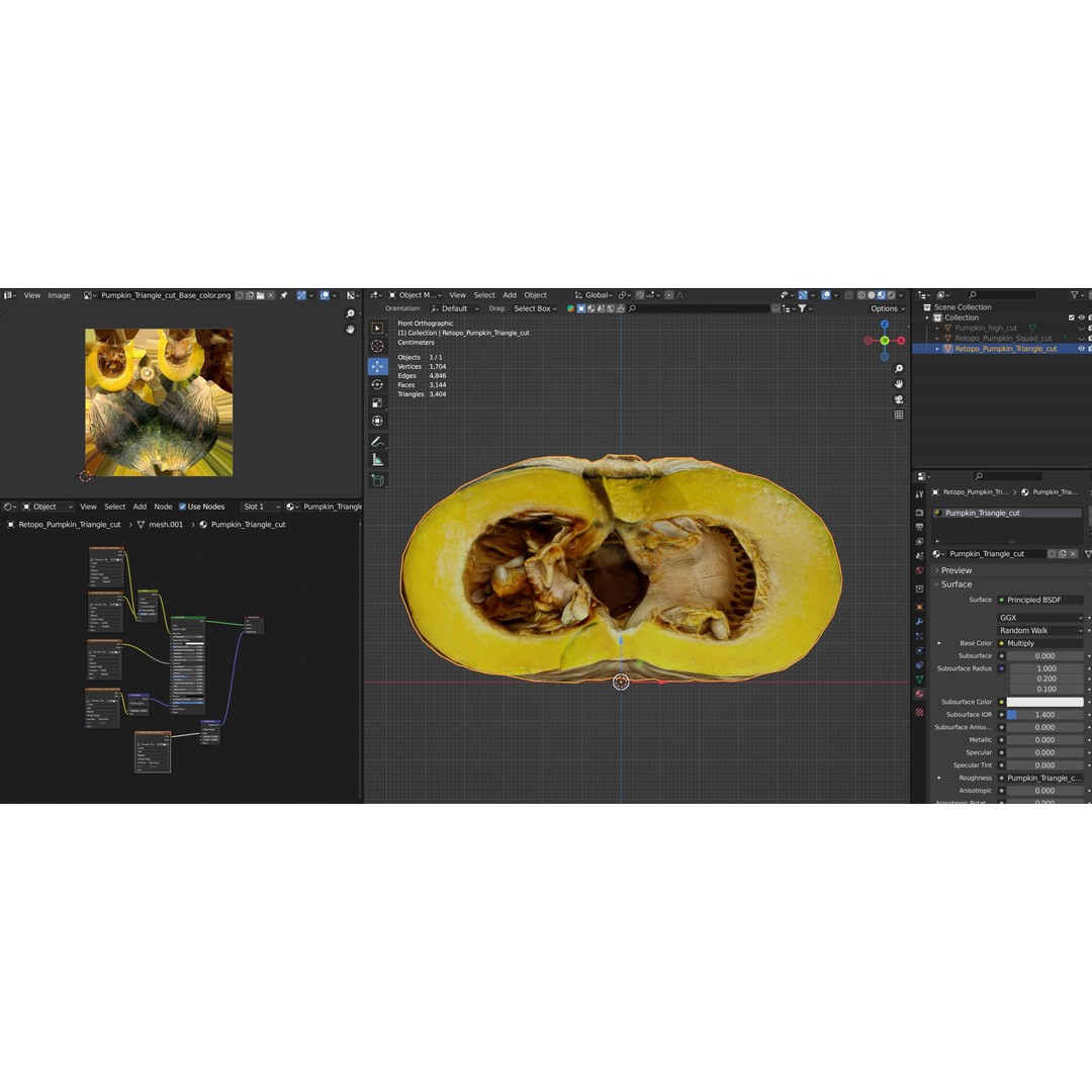 Realistic Pumpkin 3D Model – Low Poly PBR Vegetable, FBX, OBJ, Blender
