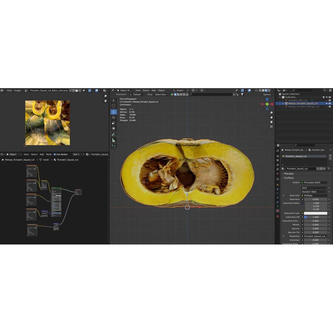 Realistic Pumpkin 3D Model – Low Poly PBR Vegetable, FBX, OBJ, Blender - View 22