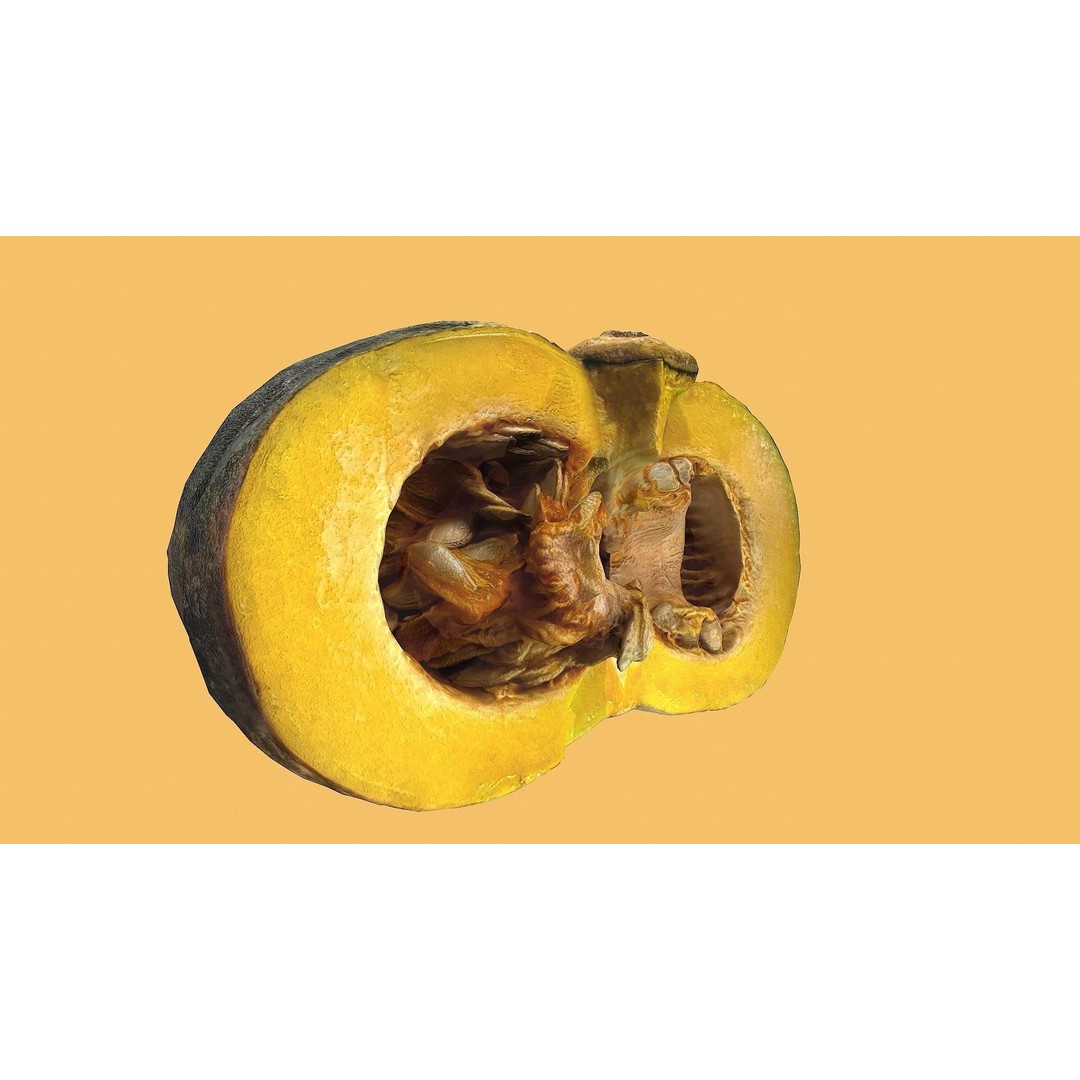 Realistic Pumpkin 3D Model – Low Poly PBR Vegetable, FBX, OBJ, Blender - View 4