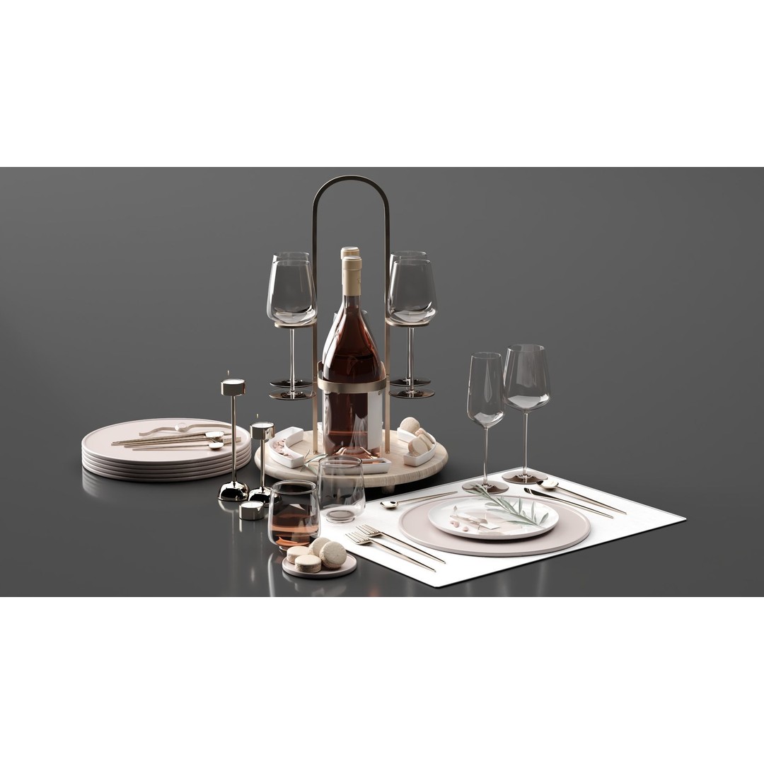 Drink Set 3D Model – Realistic Kitchen Beverage Scene, Corona Renderer - View 10