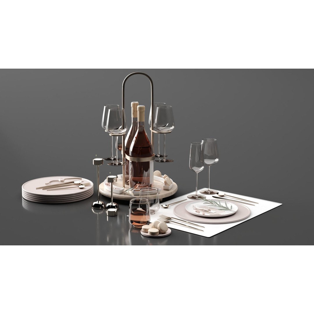 Drink Set 3D Model – Realistic Kitchen Beverage Scene, Corona Renderer - View 11