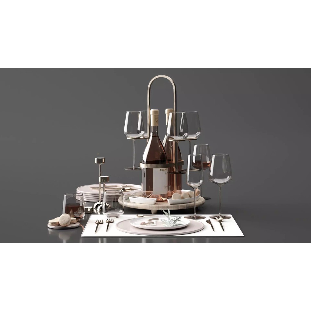 Drink Set 3D Model – Realistic Kitchen Beverage Scene, Corona Renderer - View 2
