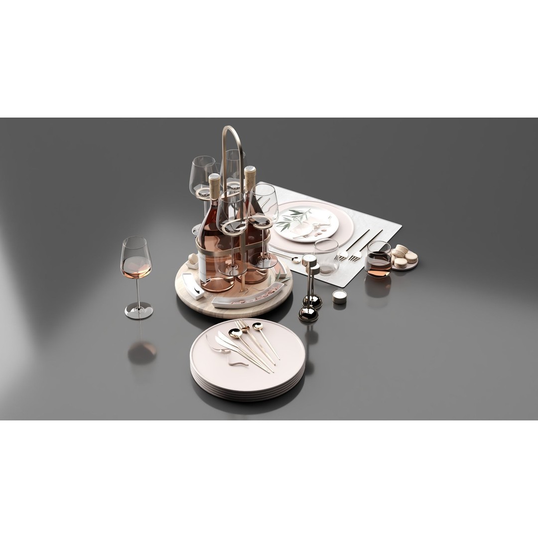 Drink Set 3D Model – Realistic Kitchen Beverage Scene, Corona Renderer - View 4