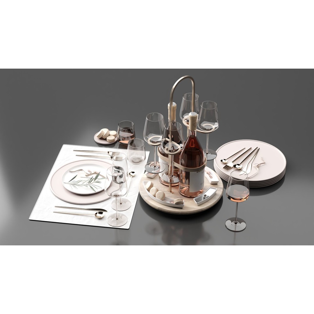Drink Set 3D Model – Realistic Kitchen Beverage Scene, Corona Renderer - View 5