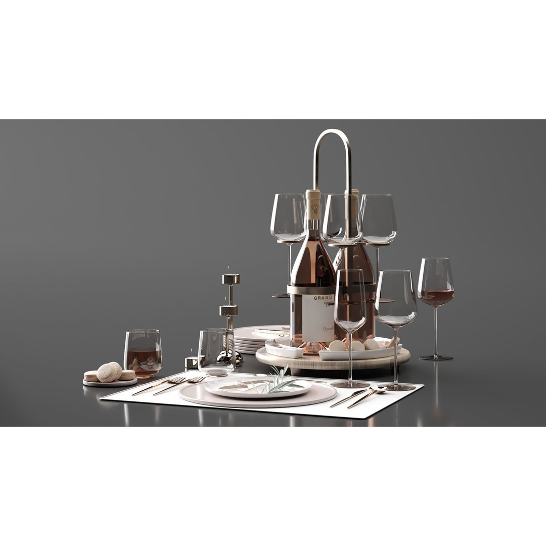 Drink Set 3D Model – Realistic Kitchen Beverage Scene, Corona Renderer - View 6