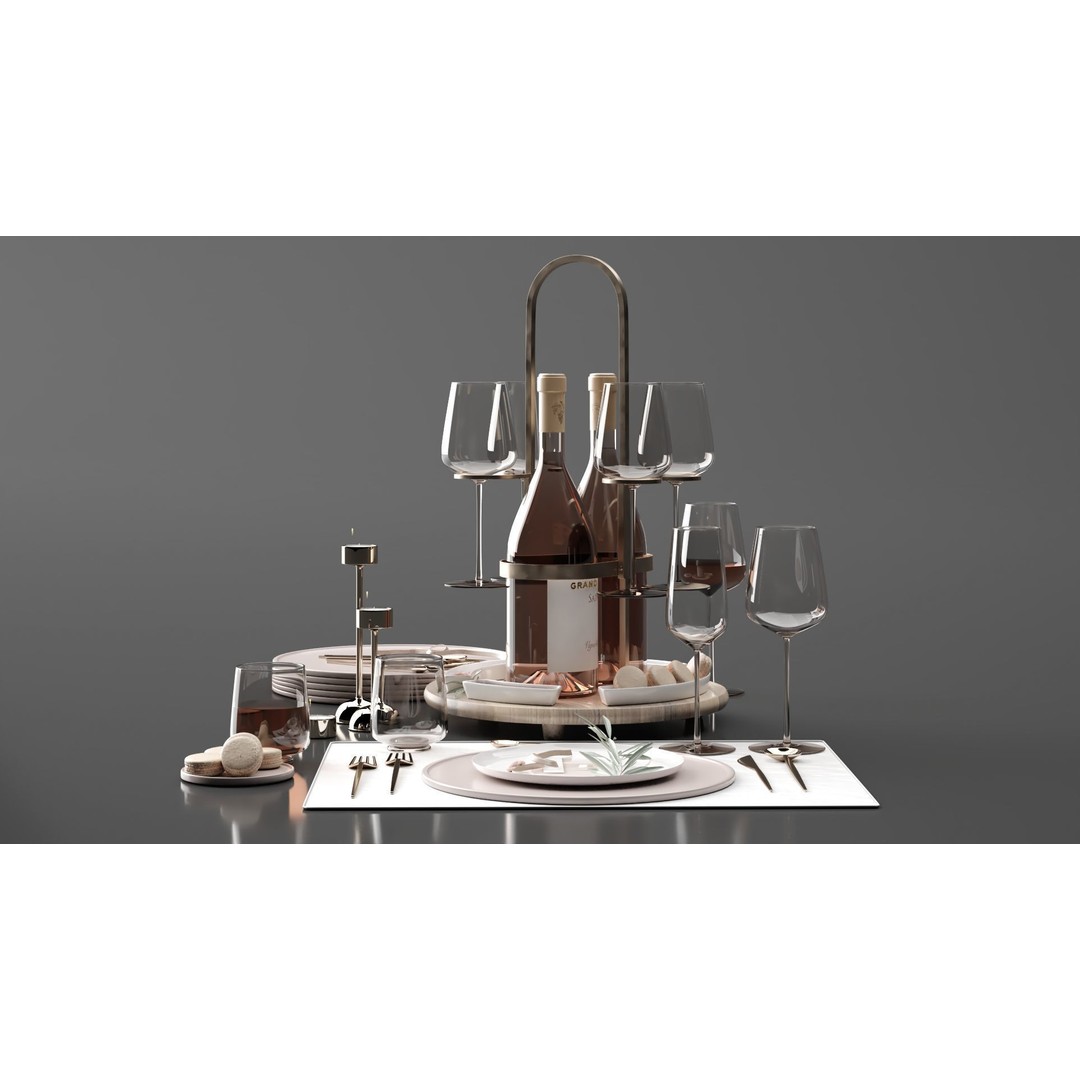 Drink Set 3D Model – Realistic Kitchen Beverage Scene, Corona Renderer - View 7