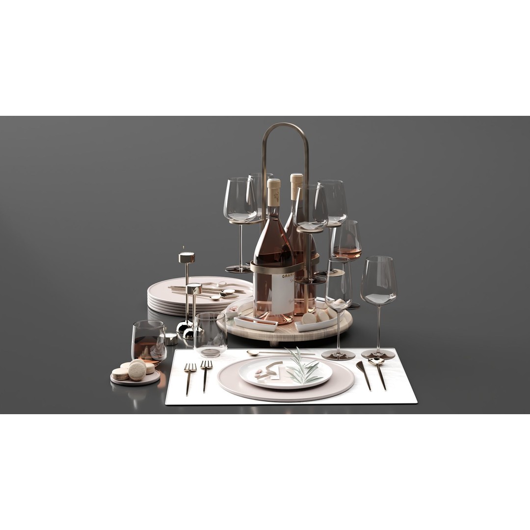 Drink Set 3D Model – Realistic Kitchen Beverage Scene, Corona Renderer - View 8