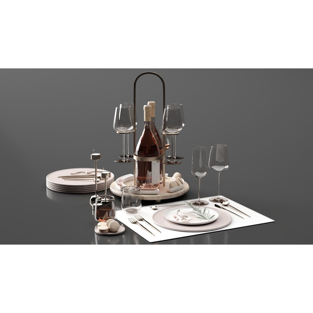 Drink Set 3D Model – Realistic Kitchen Beverage Scene, Corona Renderer - View 9