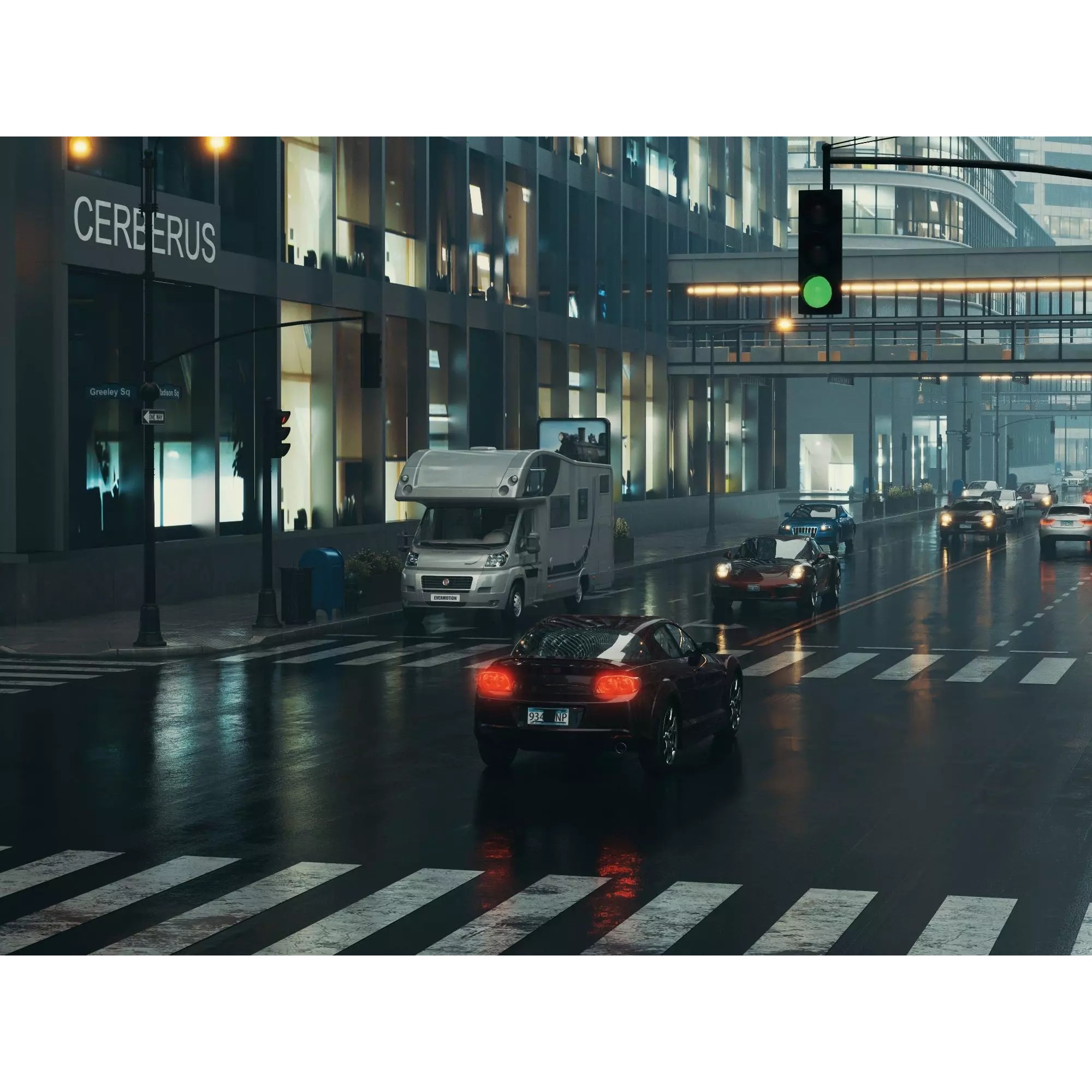 Modern City Streetscape - Low-Poly Game-Ready 3D Model - View 11