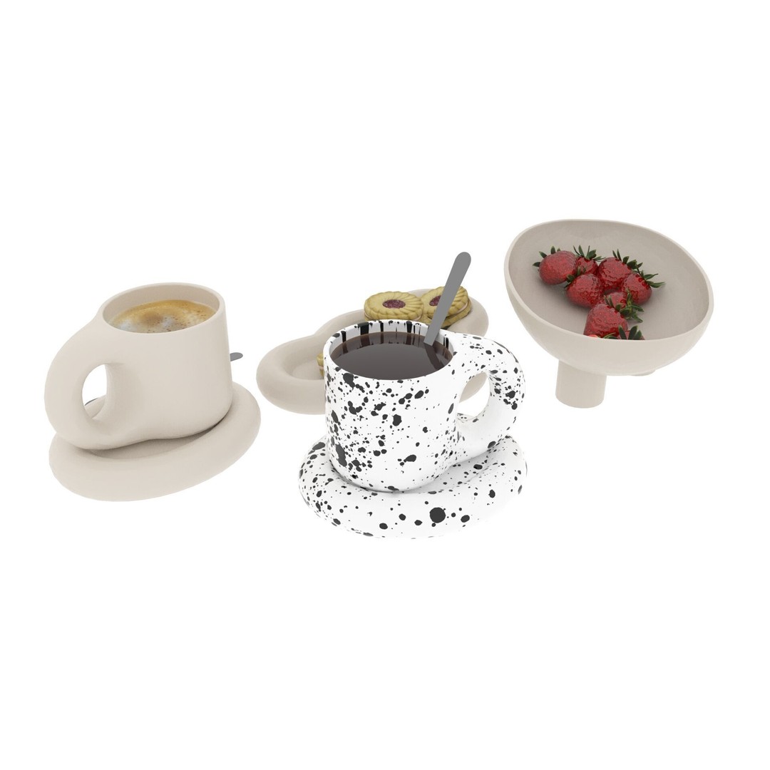 Chubby Tea Drinking Set 3D Model – PBR Textured Scene, FBX - View 10