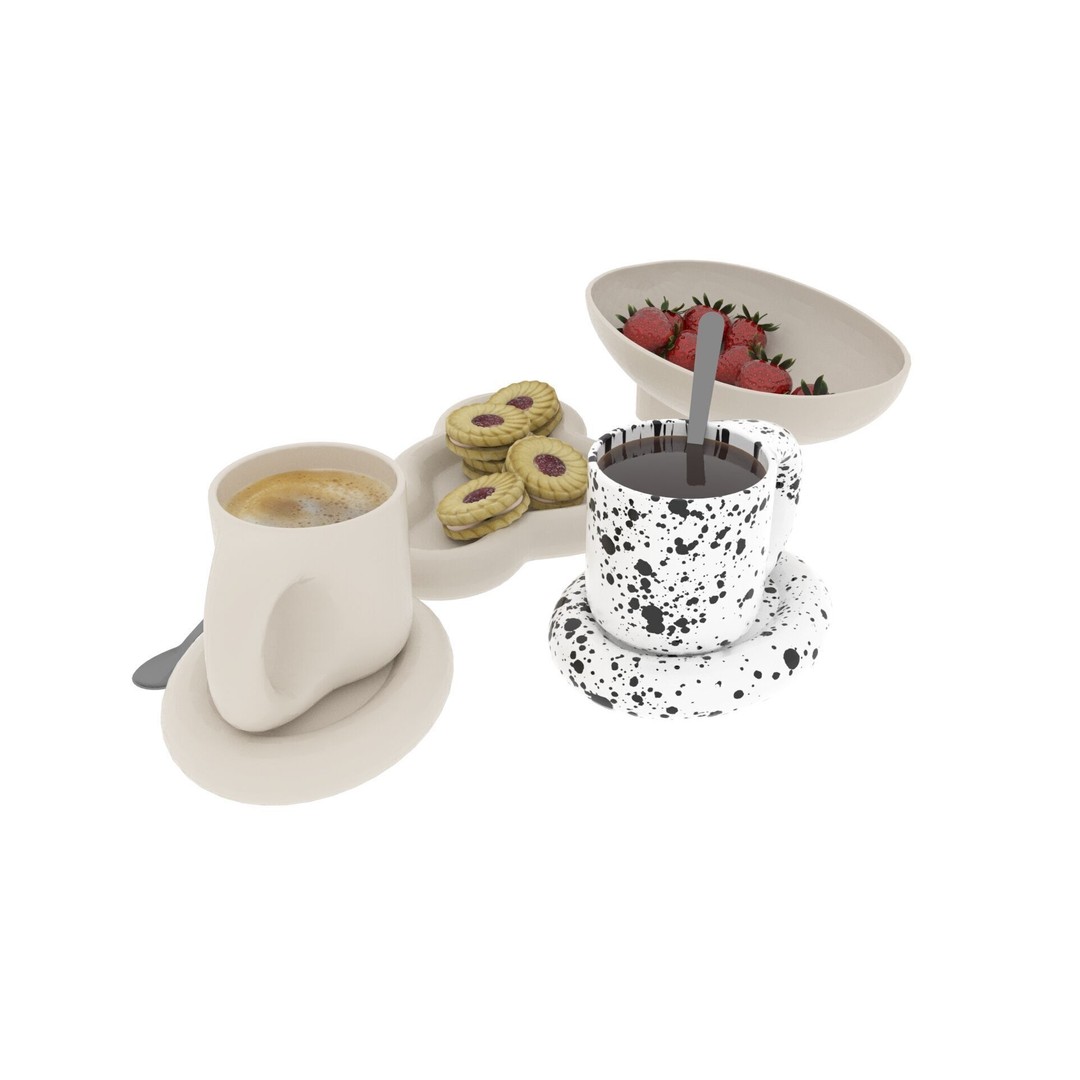 Chubby Tea Drinking Set 3D Model – PBR Textured Scene, FBX - View 11