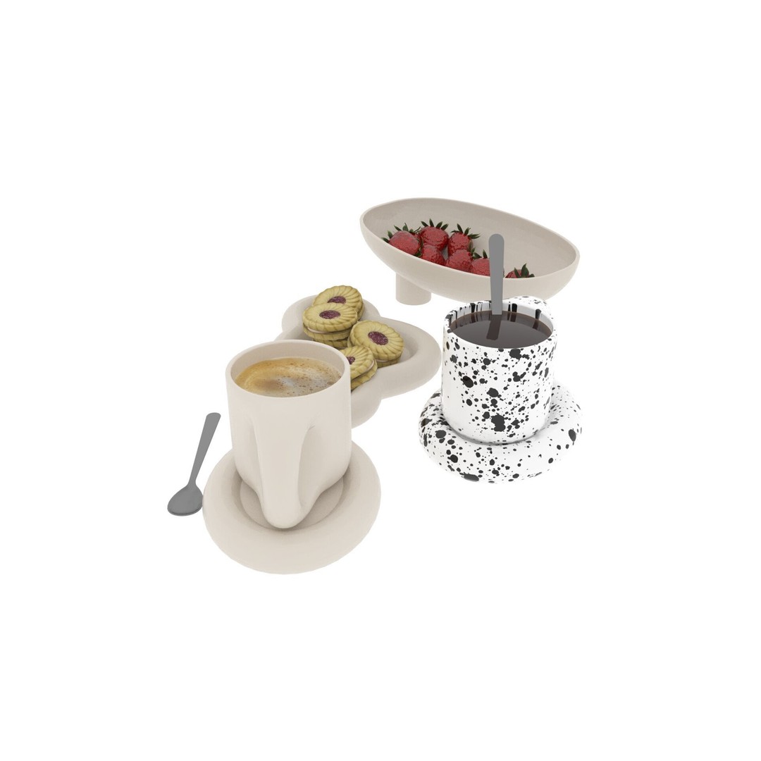 Chubby Tea Drinking Set 3D Model – PBR Textured Scene, FBX - View 12